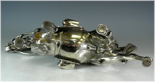 японская антикварная фигура самурайской лошади, серебро