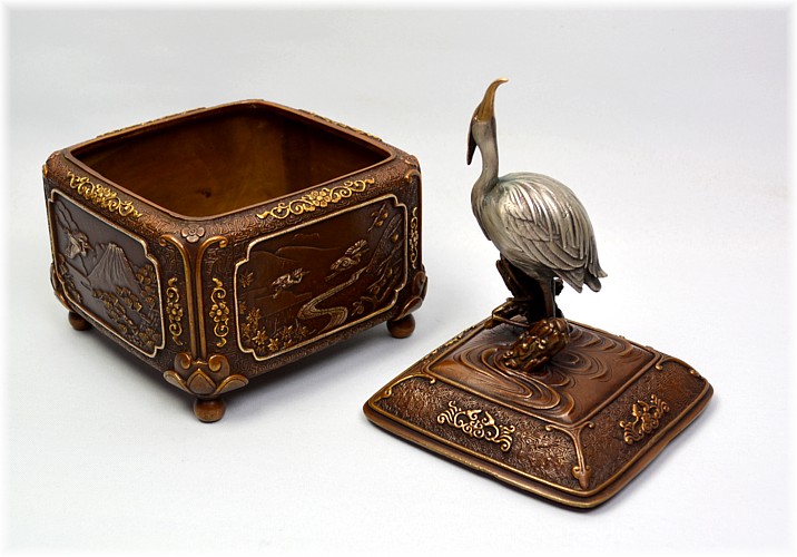 японская бронзовая шкатулка с крышкой, 1930-е гг., Такаока