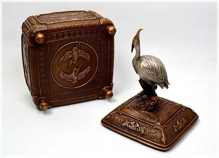 японская бронзовая шкатулка с крышкой, 1930-е гг., Такаока