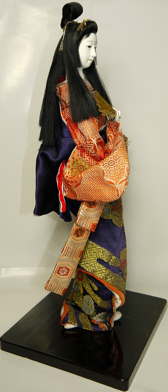 японская антикварная кукла Гейша с веером