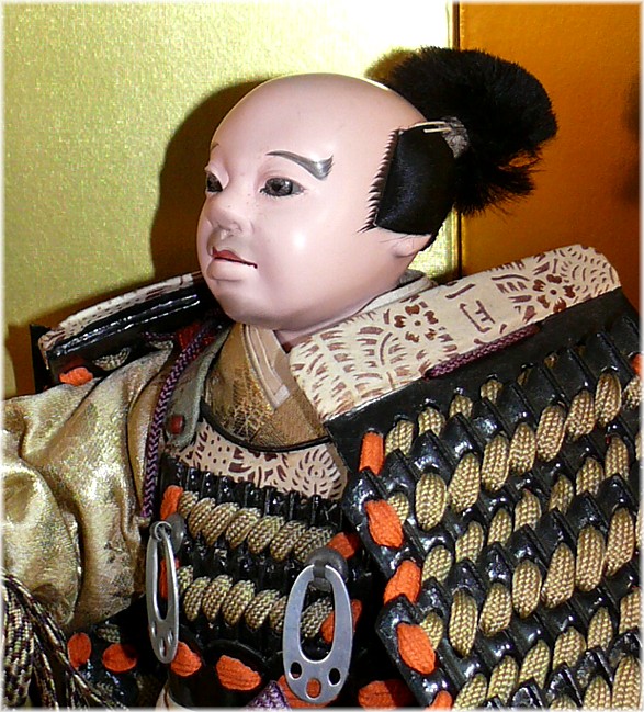 самурай с копьем, японская антикварная кукла