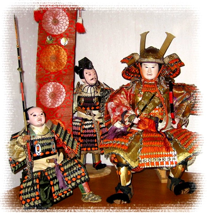 самураи, японские антикварные куклы эпохи Мэйдзи