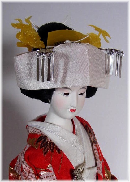 японская интерьерная кукла Невеста с красном кимоно, 1960-е гг