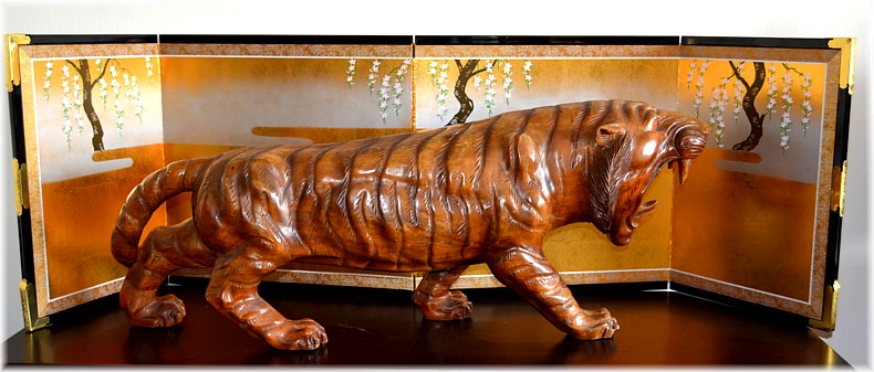 японская резная деревянная скульптура ТИГР