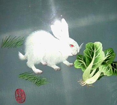 шелковая вышивка на экране для рассеивания света, 1930-е гг.