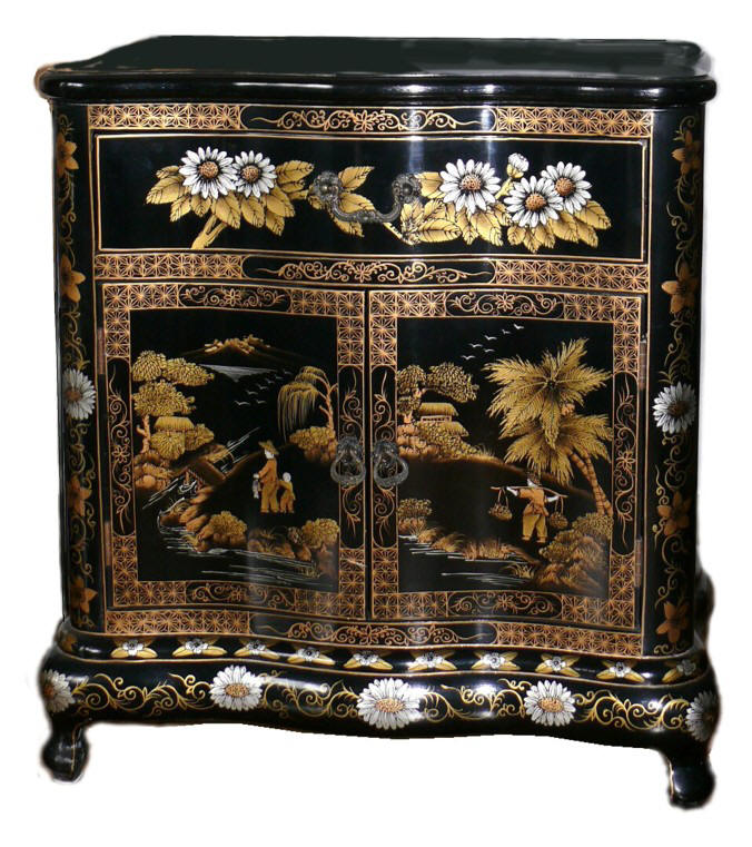  резной шкаф с зеркалом и авторской росписью