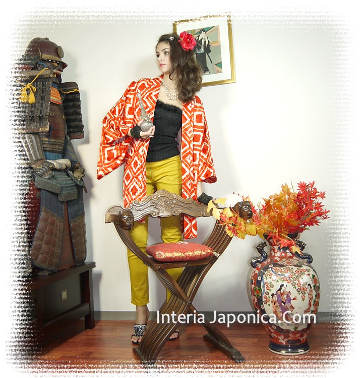 резное деревянное складное кресло с львиными головами, Япония