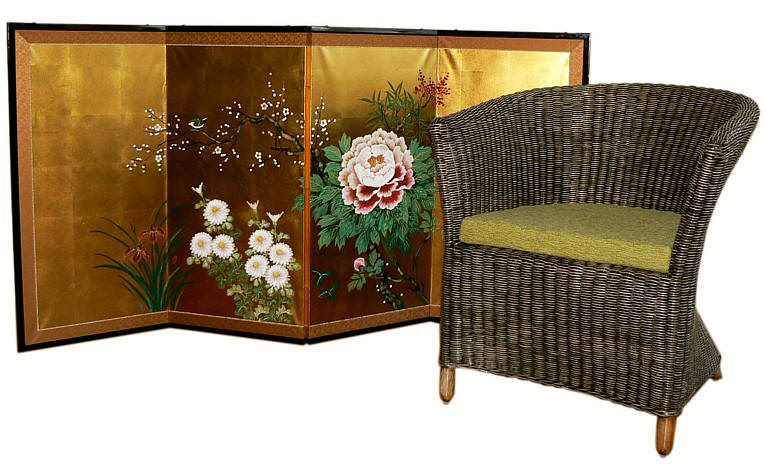 японская золотая ширма с авторской росписью, 1900-е гг.