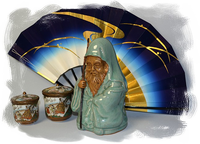 японский селадон - фигура Фукурокудзю, одного из Семи Богов Счастья