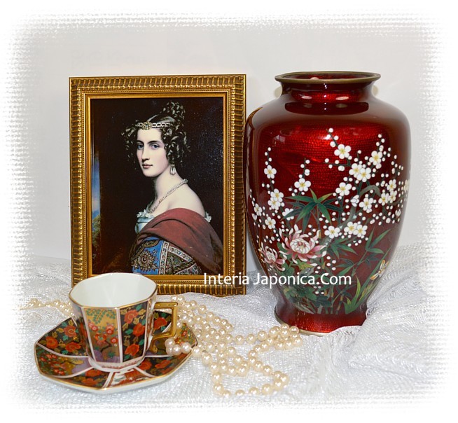 японская ваза ар-деко и фарфоровая японская чашка