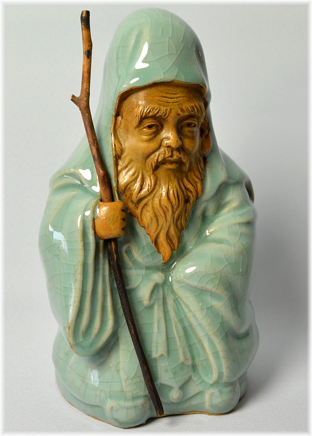 japanese celadon's figure of Fukuroku, one of the Seven Lucky Gods, 1930's