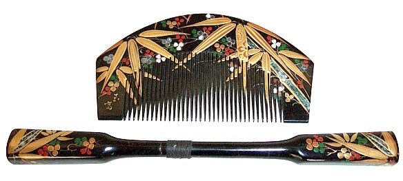 japanese hair adornment set: wooden comb and hair-pin