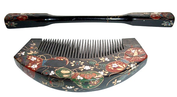 japanese antique hair set of comb and pull-apart pin