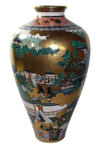 japanese antique satsuma vase, meiji