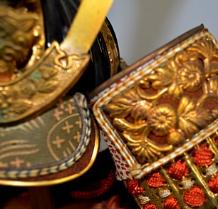 samurai warrior helmet kabuto detail