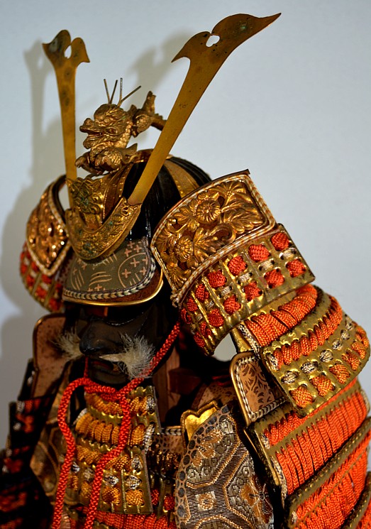 Japanese antique miniature model of a Samurai Warrior Lord's armor suit - YOROI
