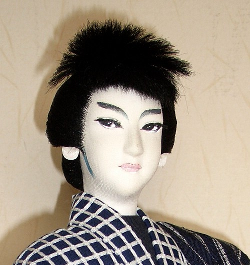 japanese antique silk faced doll of a samurai