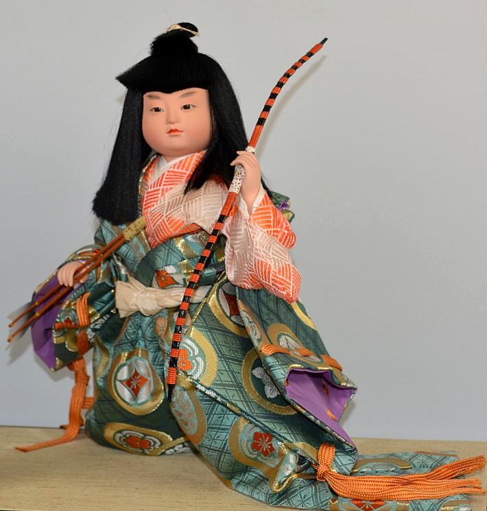 Japanese doll of a young samurai, 1960's, Kyoto. The Japonic Online Store