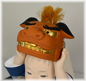 Child with Lion Mask, Japanese Hakata Doll