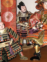 Japanese antique group of samurai dolls, 1920's