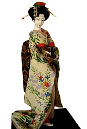 japanese traditional interiior doll of a lady with fan, 1960's