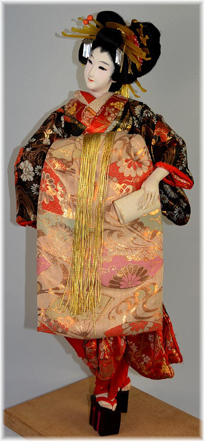 japanese traditional silk faced doll of OIRAN, 1950's