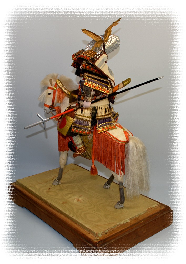 japanese samurai doll with spear, antique