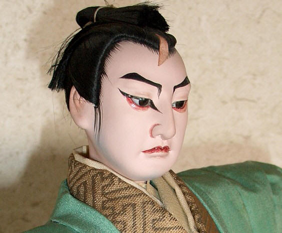 Japanese portrait doll of kabuki actor, 1930-40's