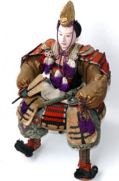 japanese samurai warrior doll with katana and gunpai