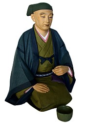 japanese hakata clay figurine of Tea Ceremony master, 1950's