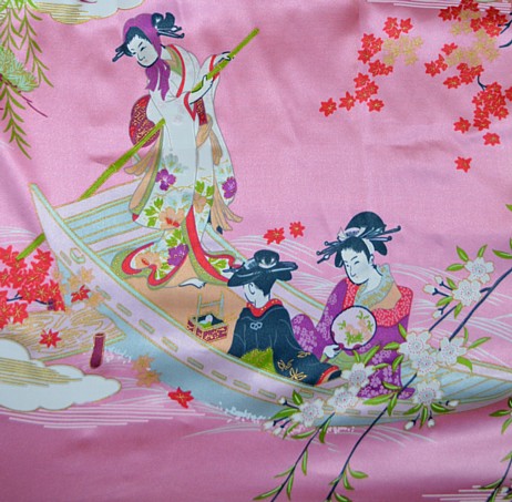 рисунок ткани шелкового японского кимоно