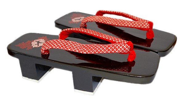 японская традиционная обувь - гэта, дерево, лак, роспись