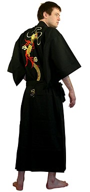 japanese man's embroidered cotton kimono