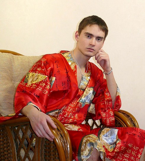 japanese man's silk short kimono NIKKO