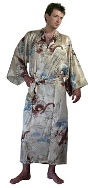 японский шелковый мужской халат-кимоно