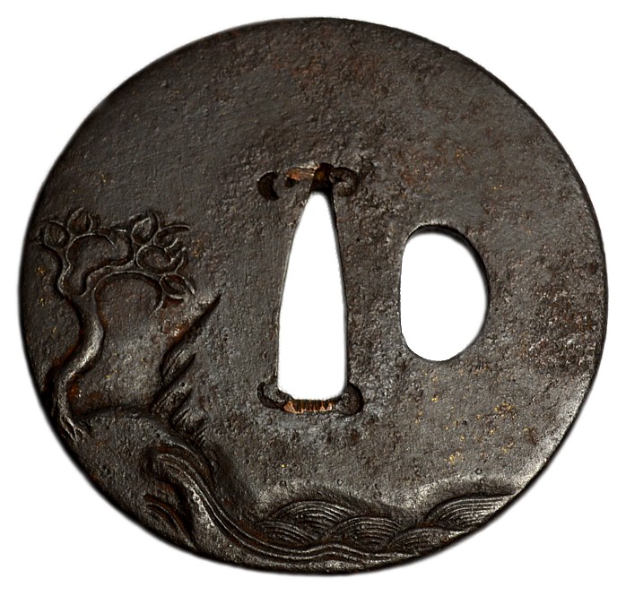 японская антикварная цуба (гарда) меча середины эпохи Эдо