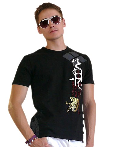 japanese designer t-shirt with tiger in gold
