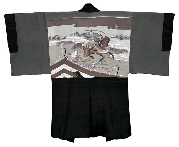 japanese man's antique silk  kimono jacket haori, pre WWII