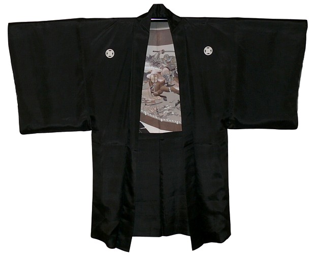 japanese man's antique silk man's kimono jacket haori