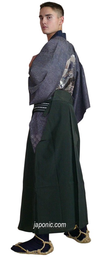 japanese traditional outfit: hakama, obi belt, kimono