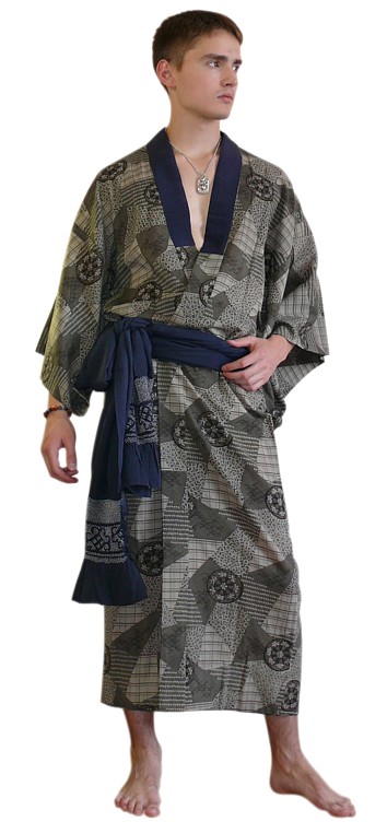  japanese man's kimono and obi belt