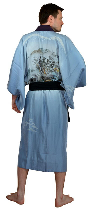 japanese man's silk kimono, vintage