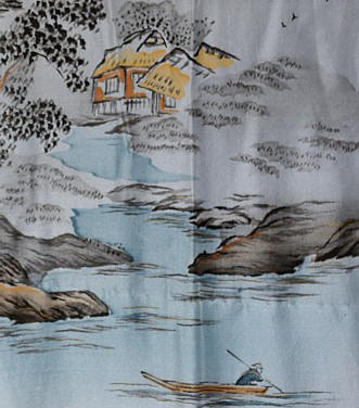 japanese picture on silk kimono 