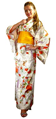 Japanese woman's traditional silk kimono, 1960's