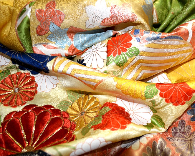 japanese silk kimono fabric detail