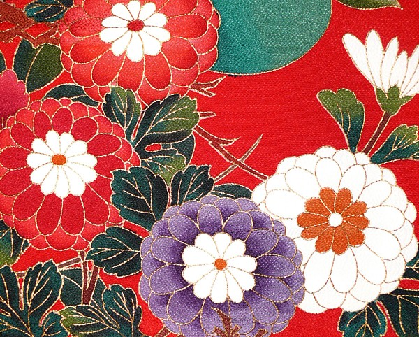 kimono japanese traditional samurai fabric patterns pattern antique 1970 flower japan japonic woman silk furisode