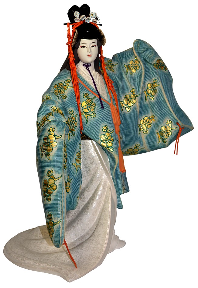 Japanese dancing young lady in magnificent kimono, Japanese Hakata doll ...