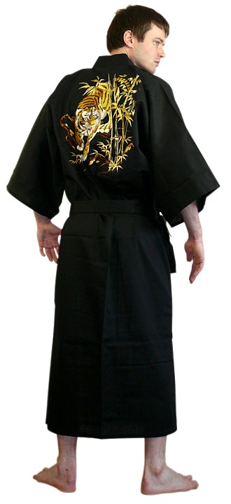 Japanese men's cotton embroidered kimono TIGER. Japanese style man's ...